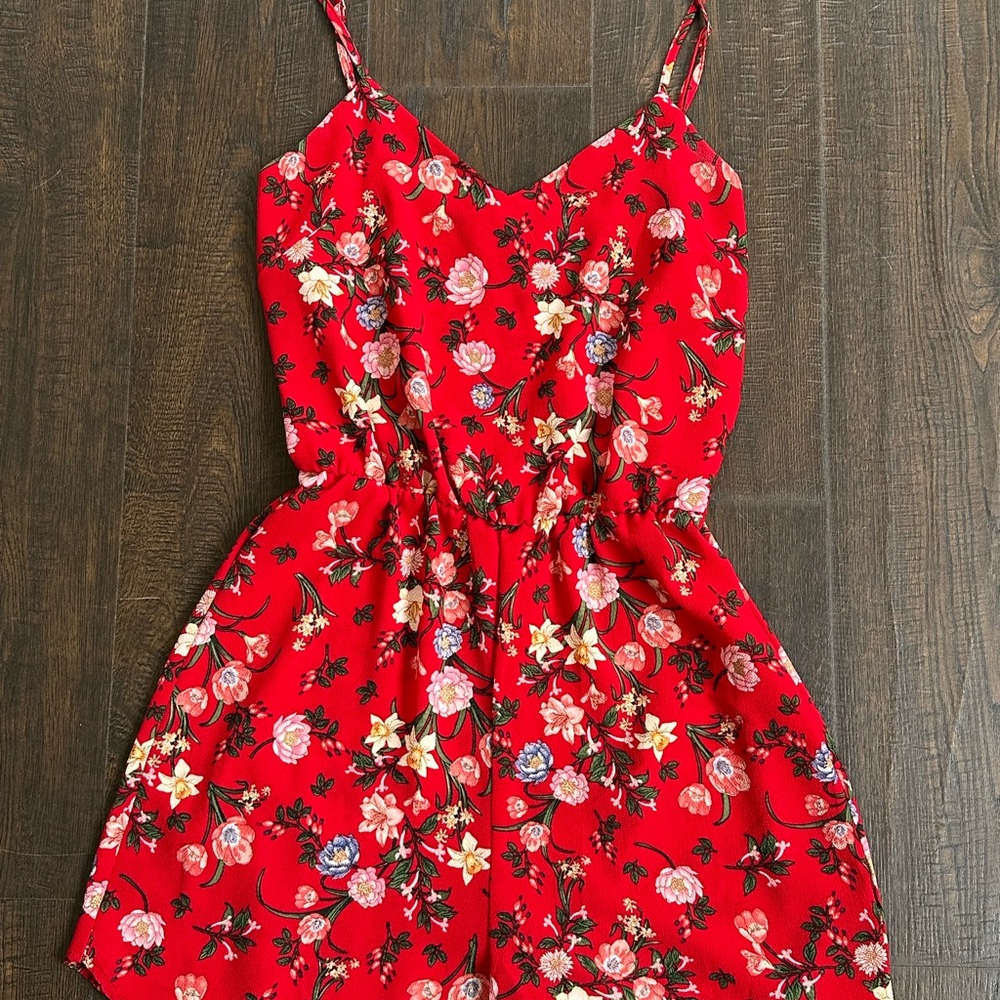 Floral Red Romper